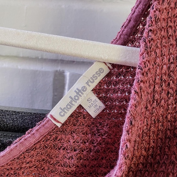 Slouchy V-Neck Dark Pink Sweater - Picture 3 of 3